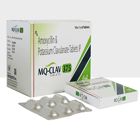 Product Name: MQ CLAV 375, Compositions of MQ CLAV 375 are Amoxycillin & Potassium Clavulanate Tablets IP - Mediquest Inc