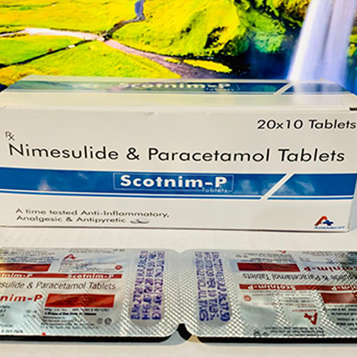 Product Name: Scotnim P, Compositions of Scotnim P are Nimesulide & Paracetamol Tablets - Adenscot Healthcare Pvt. Ltd.