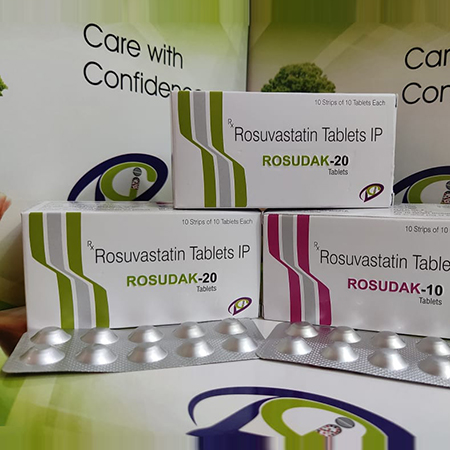 Product Name: Rasudek 20, Compositions of Rasudek 20 are Rosuvation Tablets IP - Dakgaur Healthcare
