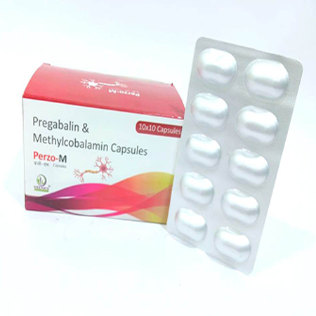 Product Name: PERZO M, Compositions of PERZO M are Pregabalin & Methylcobalamin Capsules - Ozenius Pharmaceutials