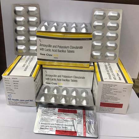 Product Name: Geclav 625, Compositions of Geclav 625 are Amoxicillin & Potassium Clavulanate with Lactic Acid Basillus Tablets - NG Healthcare Pvt Ltd