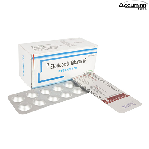 Product Name: Etgard 120, Compositions of Etgard 120 are Etorcoxib Tablets IP - Accuminn Labs
