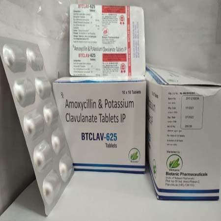 Product Name: Btclav 625, Compositions of Btclav 625 are Amoxycillin & Potassium Clavulanate Tablets IP - Biotanic Pharmaceuticals