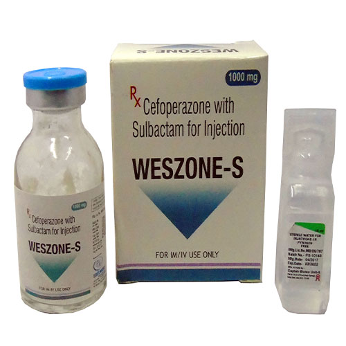 Product Name: WESZONE S, Compositions of WESZONE S are Cefoparazone Sodium 500mg+ Sulbactum 500mg - Edelweiss Lifecare