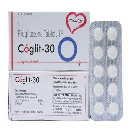 Product Name: Coglit 30, Compositions of Coglit 30 are Pioglitazone Tablets IP - Arlak Biotech