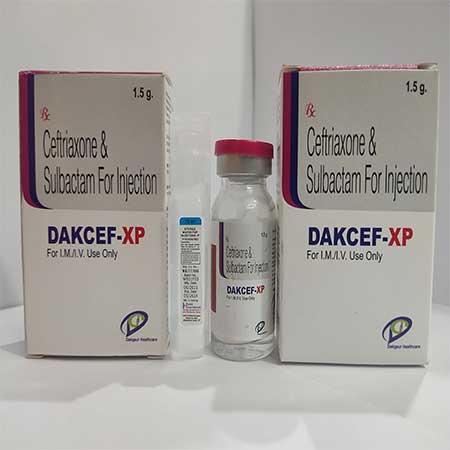 Product Name: Dakcef XP, Compositions of Dakcef XP are Ceftriaxone & sulbactom For Injection - Dakgaur Healthcare
