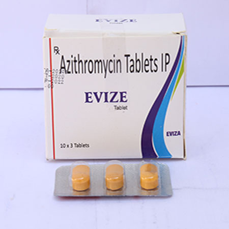 Product Name: Evize, Compositions of Evize are Azithromycin Tablets IP - Eviza Biotech Pvt. Ltd