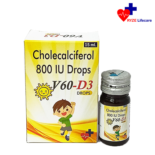 Product Name: V 60 D3, Compositions of V 60 D3 are Cholecalciferol 800 IU Drops  - Ryze Lifecare
