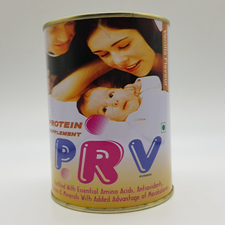 Product Name: PRV, Compositions of PRV are Protein Powder With Mecobalamin (Vanilla Flavour) - Acinom Healthcare