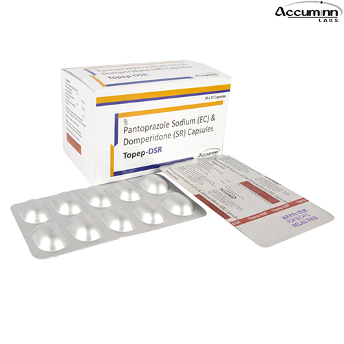 Product Name: Topep DSR, Compositions of Topep DSR are Pantoprazole Sodium (EC) & Domperidone (SR) Capsules - Accuminn Labs