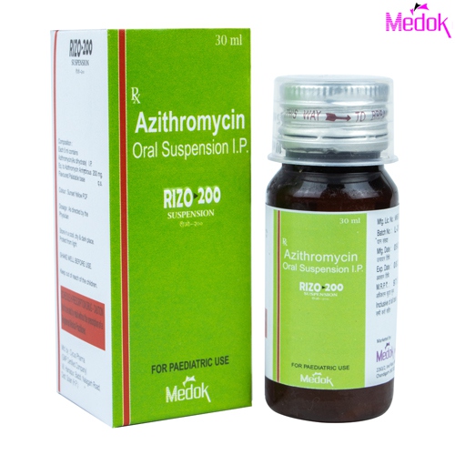 Product Name: Rizo 200, Compositions of Rizo 200 are Azithromycin  Oral suspension IP - Medok Life Sciences Pvt. Ltd