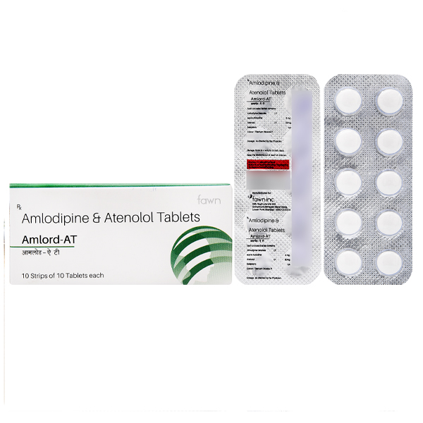 Product Name: AMLORD AT, Compositions of Amlodipine 5mg + Atenolol 50mg Tab are Amlodipine 5mg + Atenolol 50mg Tab - Fawn Incorporation