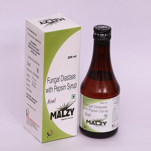Product Name: MALZY, Compositions of MALZY are Fungal Diastate with Pepsin Syrup - Biomax Biotechnics Pvt. Ltd