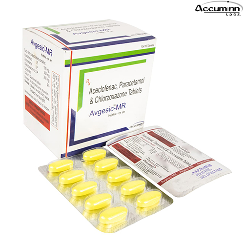 Product Name: Avgesic, Compositions of Avgesic are Aceclofenac Paracetamol & Chlorzoxazone Tablets - Accuminn Labs