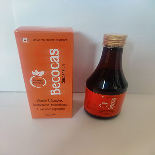 Product Name: Becocas, Compositions of Becocas are Vitamin B Complex Multivitamin ,Multimineral & L-Lysine Suspension - Medicasa Pharmaceuticals