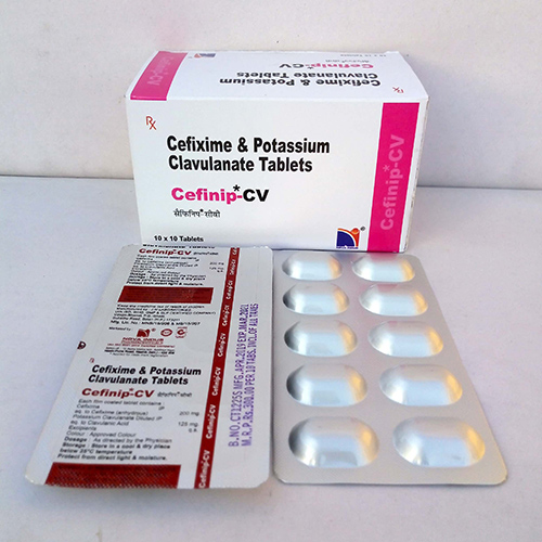 Product Name: Cefinip CV, Compositions of Cefinip CV are Cefixime & Potassium Clavulanate Tablets - Nova Indus Pharmaceuticals