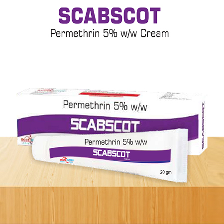 Product Name: Scabscot, Compositions of Scabscot are Premethrin 5% w/w cream - Scothuman Lifesciences