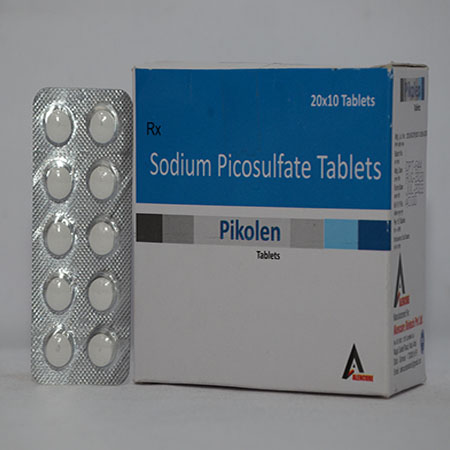 Product Name: PIKOLEN, Compositions of PIKOLEN are Sodium Picosulfate Tablets - Alencure Biotech Pvt Ltd