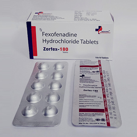 Product Name: Zorfex 180, Compositions of Zorfex 180 are Fexofenadine Hydrochloride Tablets  - Ronish Bioceuticals