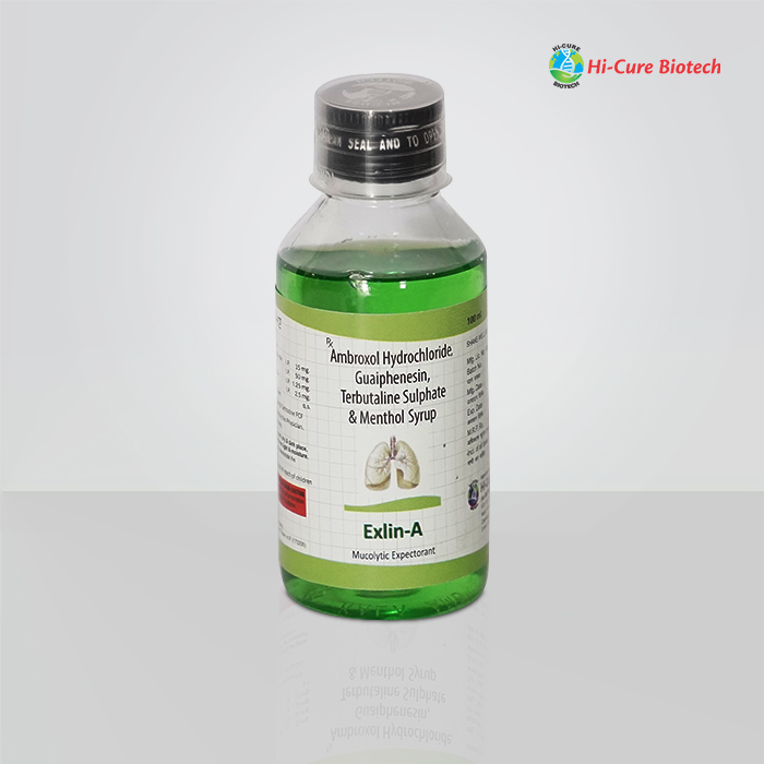 Product Name: EXLIN A, Compositions of EXLIN A are TERBUTALINE SULPHATE 1.25 MG + AMBROXOL HYDROCHLORIDE 15 MG + GUAIPHENESIN 50 MG + MENTHOL 0.5 MG - Reomax Care