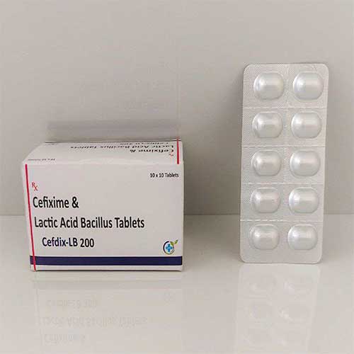 Product Name: Cefdix LB 200, Compositions of Cefdix LB 200 are Cefixime Ofloxacin & Lactic Acid Bacillus Tablets - Caddix Healthcare