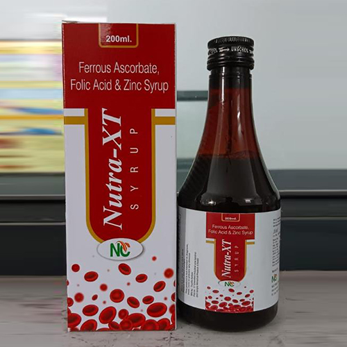 Product Name: Nutra XT, Compositions of Nutra XT are Ferrous Ascorbate,Folic Acid and Zinc Syrup - Jonathan Formulations