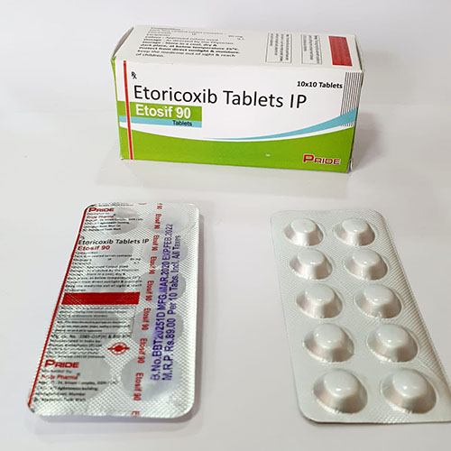 Product Name: Etosif 90, Compositions of Etosif 90 are Etoricoxib Tablets IP  - Pride Pharma