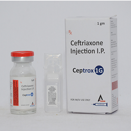 Product Name: CEPTROX 1G, Compositions of CEPTROX 1G are Ceftriaxone Injection IP - Alencure Biotech Pvt Ltd