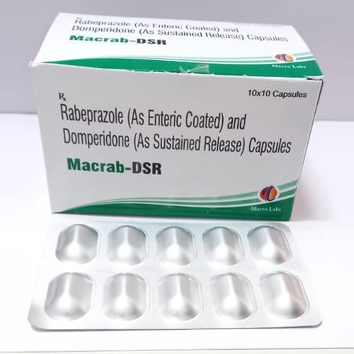 Product Name: Macrab DSR, Compositions of Macrab DSR are Rabeprazole Sodium (EC) and Domperidone (SR) Capsules - Macro Labs Pvt Ltd