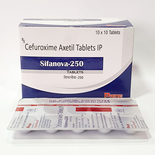 Product Name: Sifanova 250, Compositions of Sifanova 250 are Cefuroxime Axetil Tablets IP  - Pride Pharma