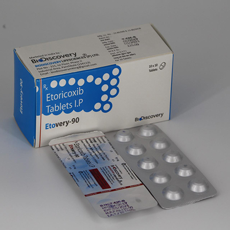 Product Name: Etivery 90, Compositions of Etivery 90 are Etoricoxib Tablets IP - Biodiscovery Lifesciences Pvt Ltd