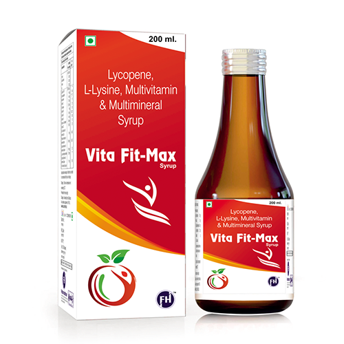 Product Name: Vita Fit Max, Compositions of Vita Fit Max are Lycopene,L-Lysene,Multivitamin & Multimineral Syrup - Felthon Healthcare