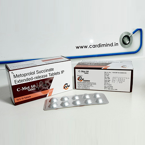 Product Name: C Met 50, Compositions of are Metoprolol Succinate Extended-release Tablets IP - Cardimind Pharmaceuticals