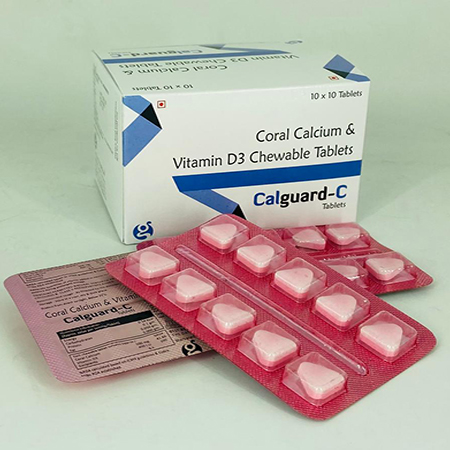 Product Name: Calguard C, Compositions of Calguard C are Coral Calcium & Vitamin D3 Chewable Tablets - Biodiscovery Lifesciences Pvt Ltd
