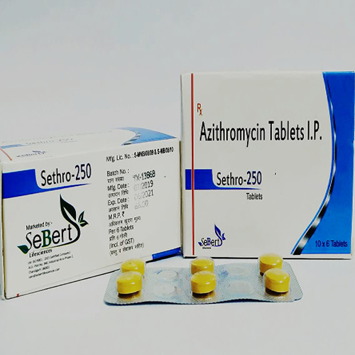 Product Name: Sethro 250, Compositions of Sethro 250 are Azithromycin Tablets IP - Sebert Lifesciences