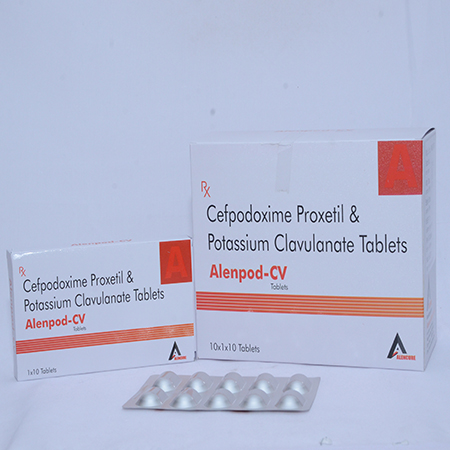 Product Name: Alenpod CV, Compositions of Alenpod CV are Cefpodoxime Proxetil & Potassium Clavulanate Tablets - Alencure Biotech Pvt Ltd