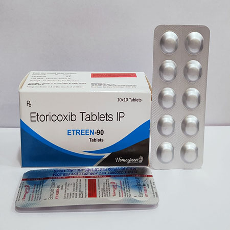 Product Name: Etreen 90, Compositions of Etreen 90 are Etoricoxib Tablets IP - Abigail Healthcare