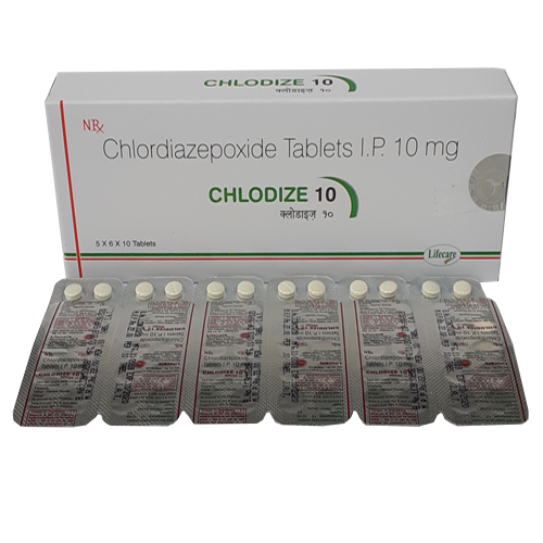 Product Name: Chlodize 10, Compositions of Chlodize 10 are Chlordiazepoxide Tablets IP 10mg - Lifecare Neuro Products Ltd.
