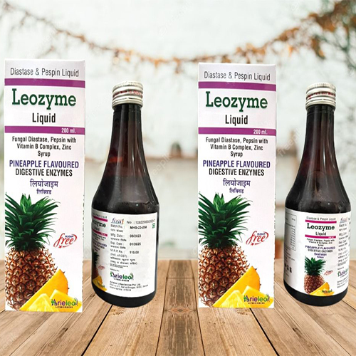 Product Name: Leozyme Liquid, Compositions of Leozyme Liquid are Fungal Diastase, Pepsin with Vitamin B Complex, Zinc Syrup - Medicamento Healthcare