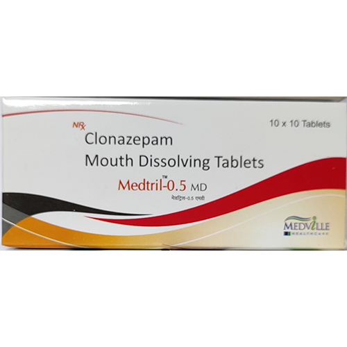 Product Name: Medtril 0.5 MD, Compositions of Medtril 0.5 MD are Clonazepam Mouth Dissolving Tablets - Medville Healthcare
