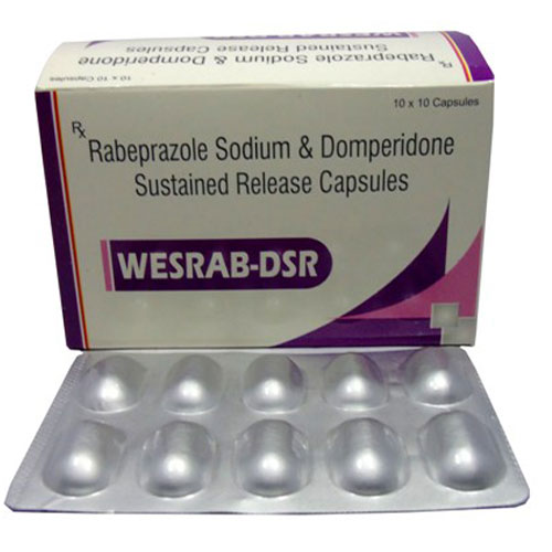 Product Name: WESRAB DSR, Compositions of WESRAB DSR are Rabeprazole Sodium 20mg+Domperidone 30mg - Edelweiss Lifecare