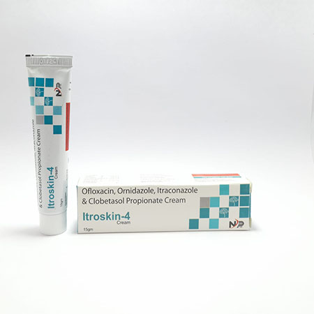 Product Name: Itroskin 4, Compositions of Itroskin 4 are Ofloxacin,Ornidazole,Itraconazole & Clobetsol Propionate Cream - Noxxon Pharmaceuticals Private Limited