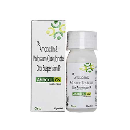 Product Name: Amroxil CV, Compositions of Amroxil CV are Amoxycillin 200mg + Clavulanic 28.50mg - Cista Medicorp