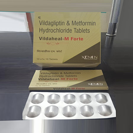 Product Name: Vildaheal M forte, Compositions of are Vildagliptin &  Metformin Hydrochloride Tablets - Xenon Pharma Pvt. Ltd