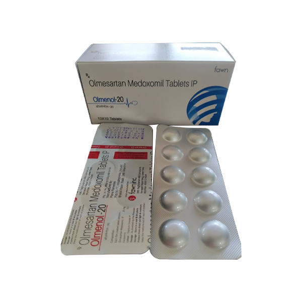 Product Name: OLMENOL 20, Compositions of OLMENOL 20 are Olmesartan Medomexil 20 mg - Fawn Incorporation