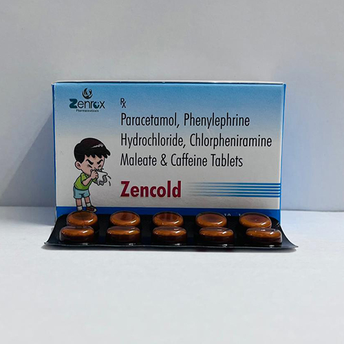 Product Name: ZENCOLD, Compositions of ZENCOLD are Paracetamol, Phenylphrine Hydrochloride, Chlorpheniramine Maleate & Caffeine Tablets - Zenox Pharmaceuticals