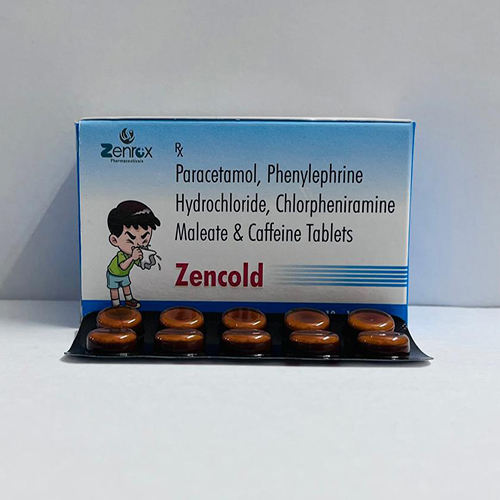 Product Name: Zencold, Compositions of Zencold are Paracetamol, Phenylphrine Hydrochloride, Chlorpheniramine Maleate & Caffeine Tablets - Zenox Pharmaceuticals
