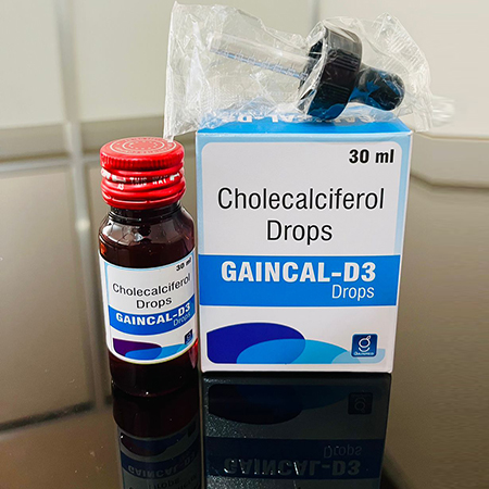 Product Name: Gaincal D3, Compositions of Gaincal D3 are Cholecalciferol Drops - Gainmed Biotech Private Limited