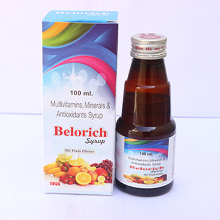 Product Name: Belorich, Compositions of Belorich are Multivitamins, Multiminerals & Antioxidants Syrup - Eviza Biotech Pvt. Ltd