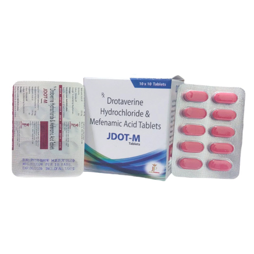 Product Name: Jdot M, Compositions of Jdot M are Drotaverine Hydrochloride & Mefenamic Acid Tablets - Jecks Pharma